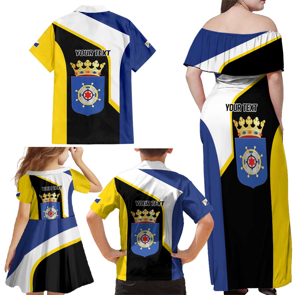 Caribbean Bonaire Personalized Family Matching Off Shoulder Maxi Dress and Hawaiian Shirt Simple Flag Style - Wonder Print Shop