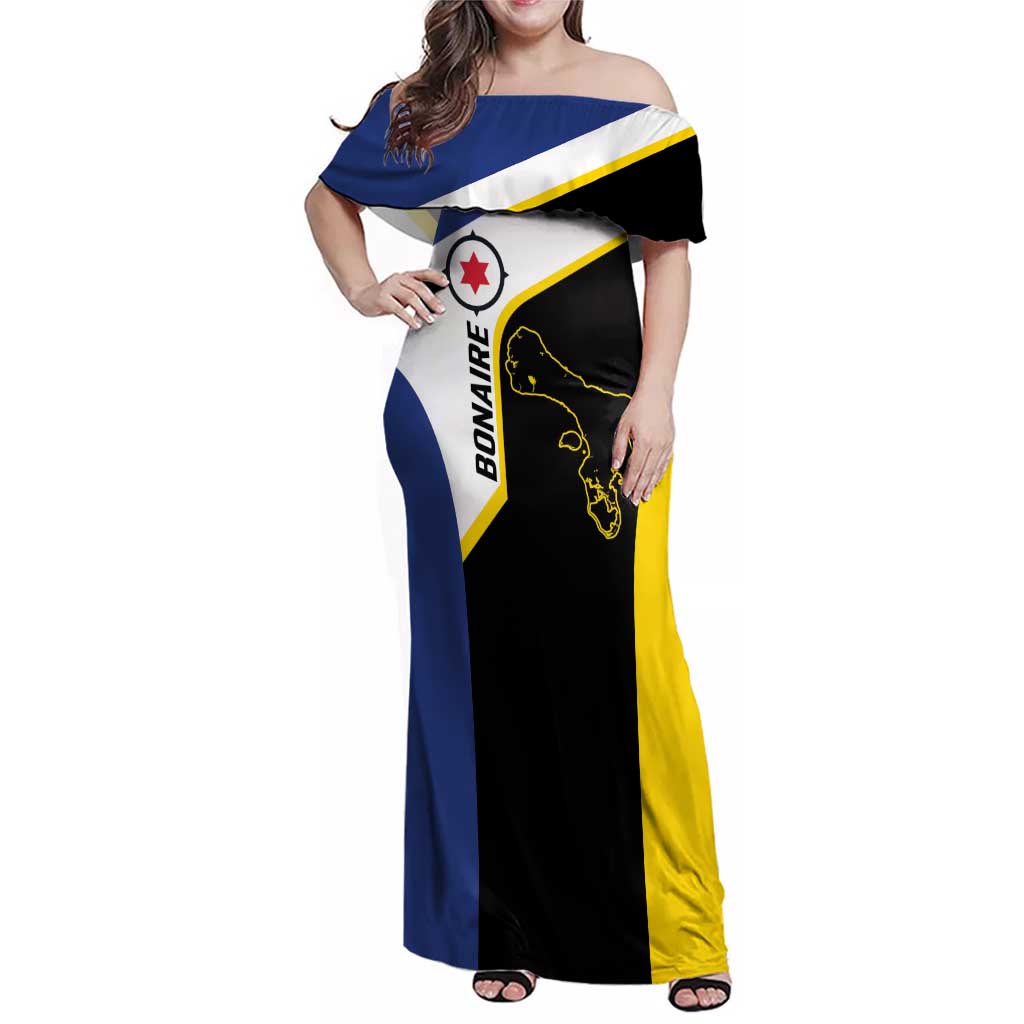 Caribbean Bonaire Personalized Family Matching Off Shoulder Maxi Dress and Hawaiian Shirt Simple Flag Style - Wonder Print Shop