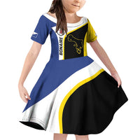 Caribbean Bonaire Personalized Family Matching Off Shoulder Short Dress and Hawaiian Shirt Simple Flag Style - Wonder Print Shop