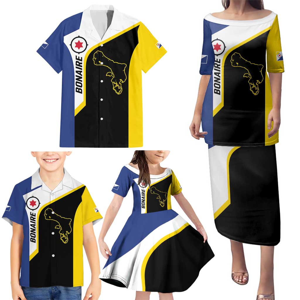 Caribbean Bonaire Personalized Family Matching Puletasi and Hawaiian Shirt Simple Flag Style - Wonder Print Shop