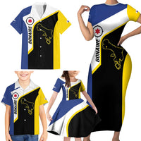 Caribbean Bonaire Personalized Family Matching Short Sleeve Bodycon Dress and Hawaiian Shirt Simple Flag Style - Wonder Print Shop