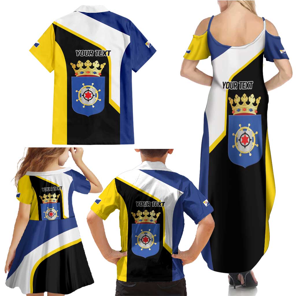 Caribbean Bonaire Personalized Family Matching Summer Maxi Dress and Hawaiian Shirt Simple Flag Style - Wonder Print Shop