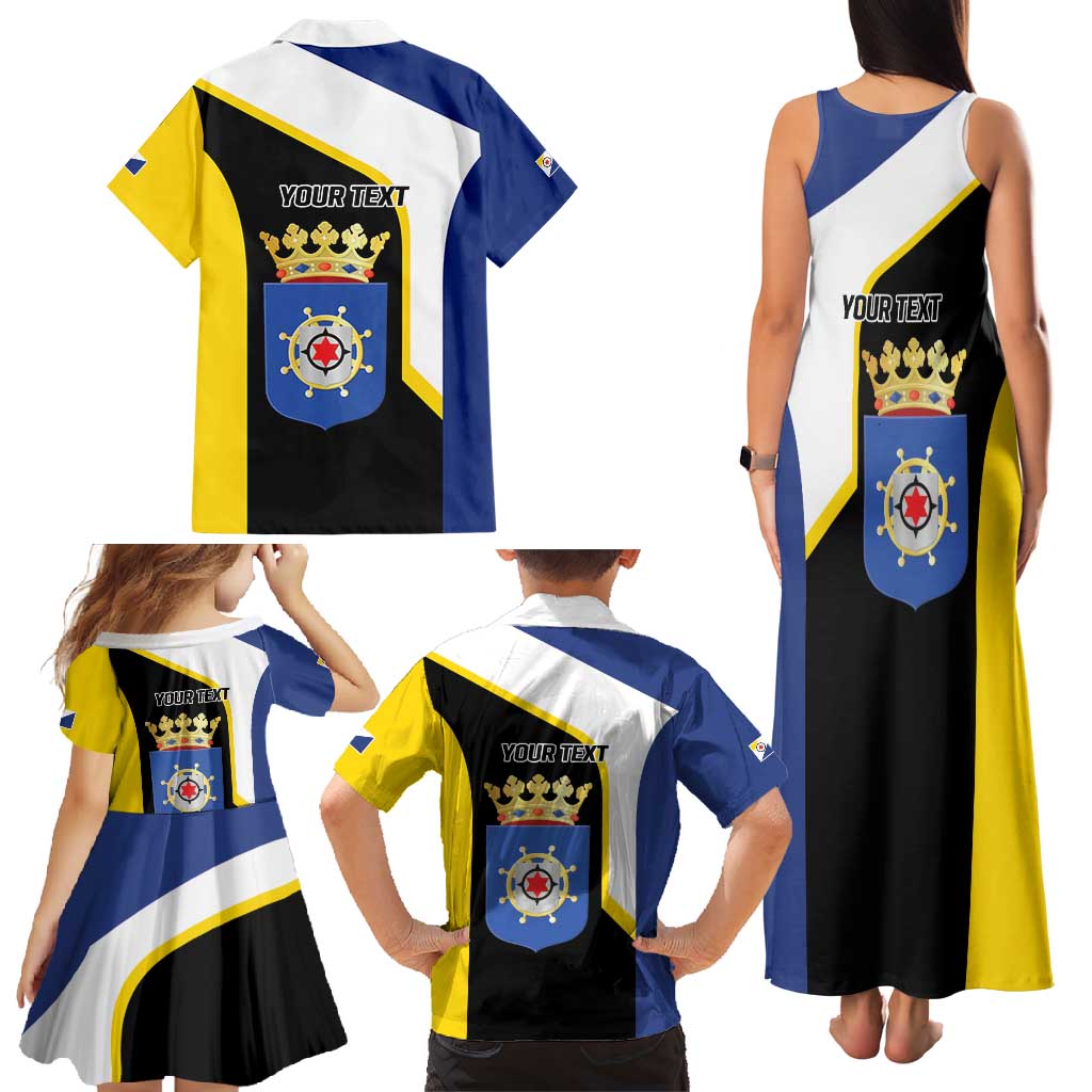 Caribbean Bonaire Personalized Family Matching Tank Maxi Dress and Hawaiian Shirt Simple Flag Style - Wonder Print Shop