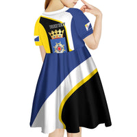 Caribbean Bonaire Personalized Kid Short Sleeve Dress Simple Flag Style - Wonder Print Shop