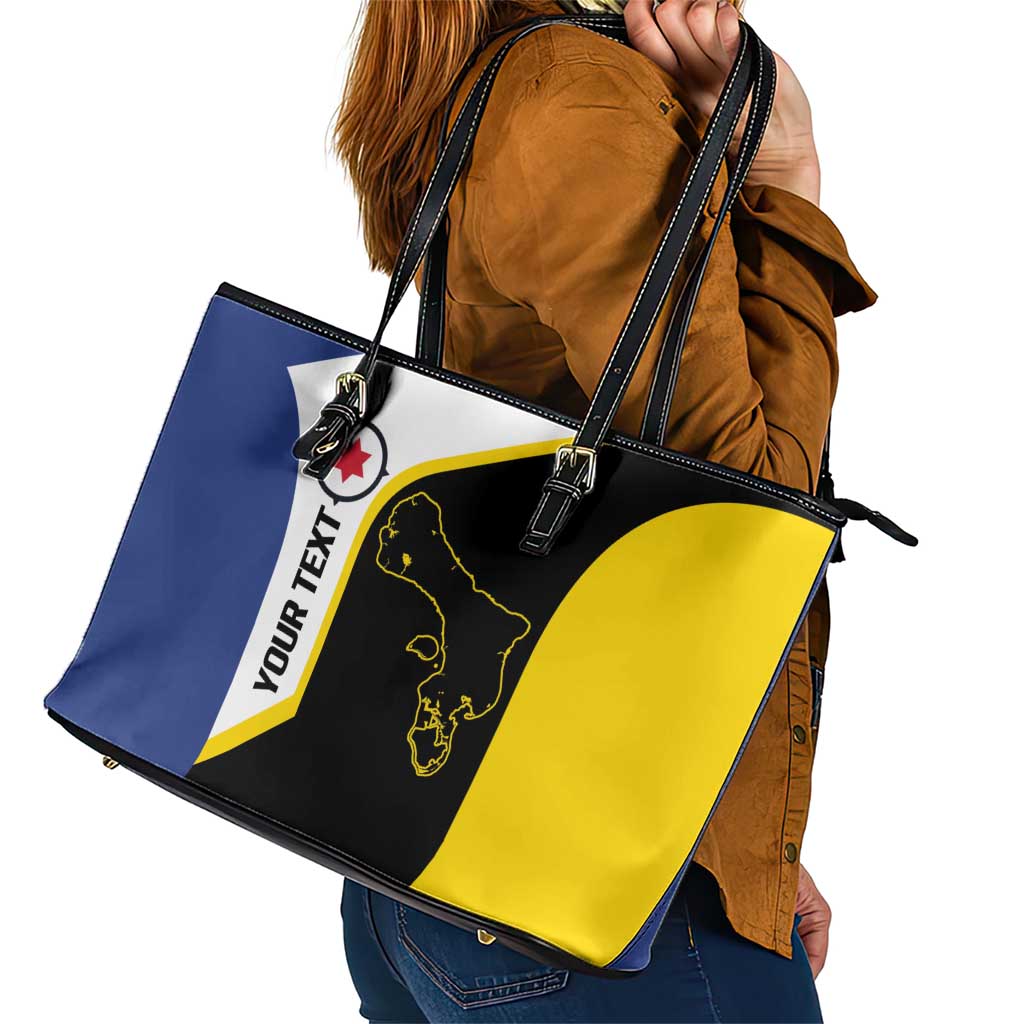 Caribbean Bonaire Personalized Leather Tote Bag Simple Flag Style - Wonder Print Shop