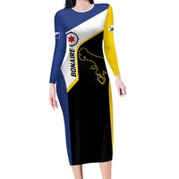 Caribbean Bonaire Personalized Long Sleeve Bodycon Dress Simple Flag Style - Wonder Print Shop