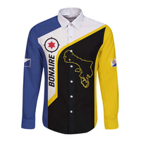 Caribbean Bonaire Personalized Long Sleeve Button Shirt Simple Flag Style - Wonder Print Shop