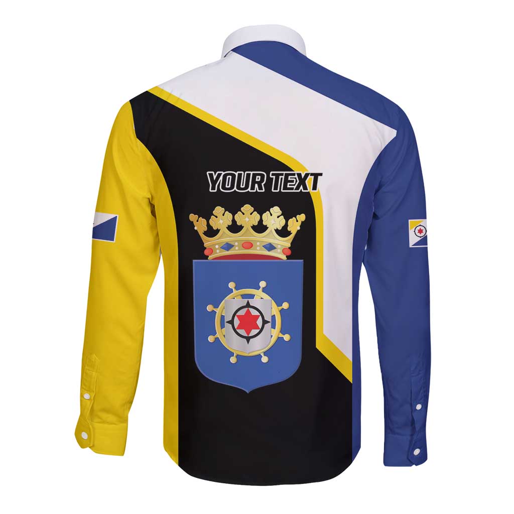 Caribbean Bonaire Personalized Long Sleeve Button Shirt Simple Flag Style - Wonder Print Shop