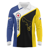 Caribbean Bonaire Personalized Long Sleeve Polo Shirt Simple Flag Style - Wonder Print Shop