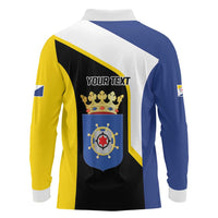 Caribbean Bonaire Personalized Long Sleeve Polo Shirt Simple Flag Style - Wonder Print Shop