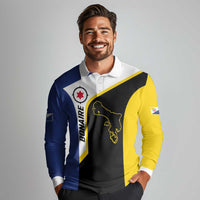 Caribbean Bonaire Personalized Long Sleeve Polo Shirt Simple Flag Style - Wonder Print Shop