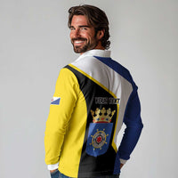 Caribbean Bonaire Personalized Long Sleeve Polo Shirt Simple Flag Style - Wonder Print Shop