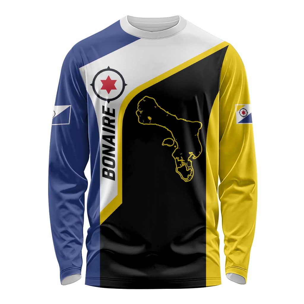 Caribbean Bonaire Personalized Long Sleeve Shirt Simple Flag Style - Wonder Print Shop