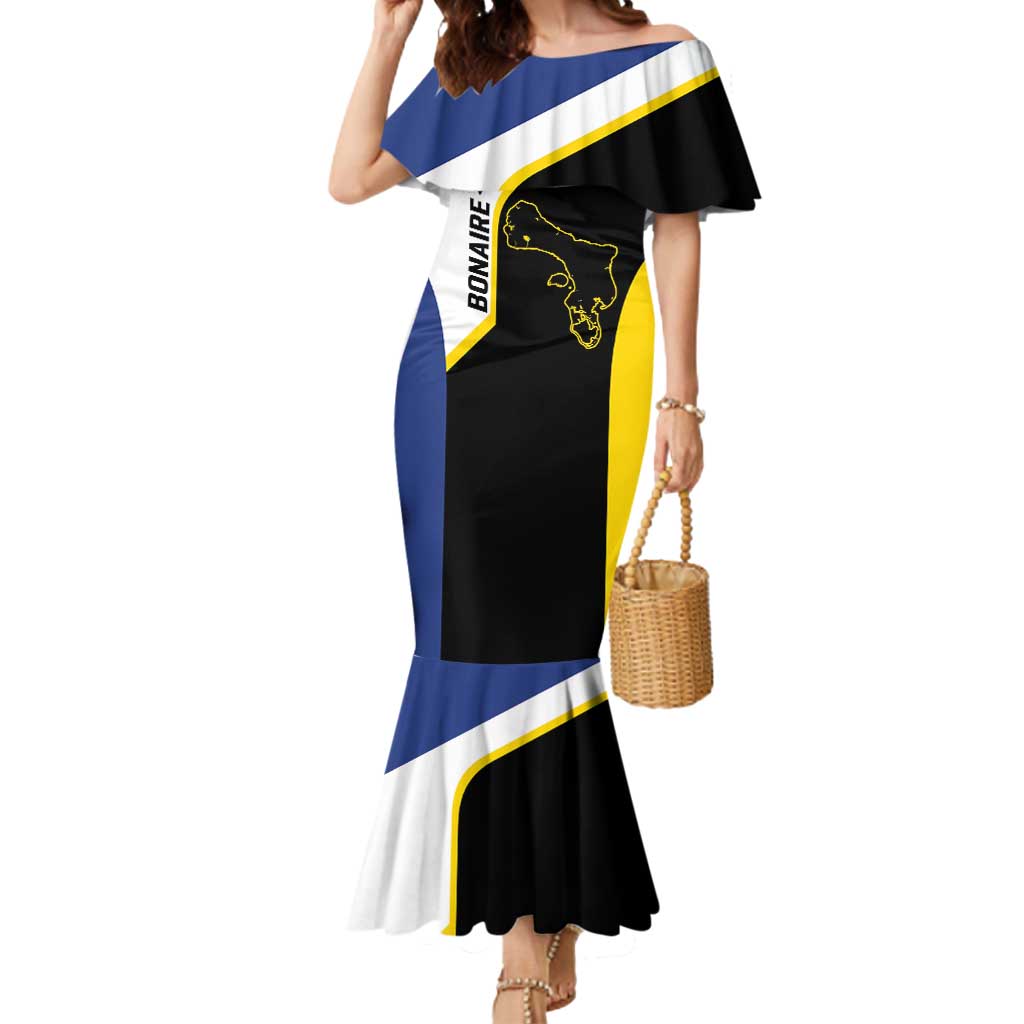 Caribbean Bonaire Personalized Mermaid Dress Simple Flag Style - Wonder Print Shop