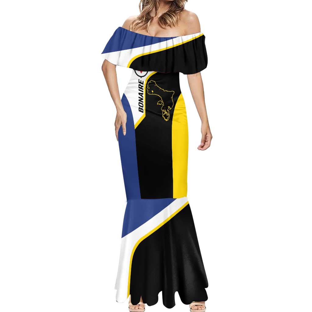 Caribbean Bonaire Personalized Mermaid Dress Simple Flag Style - Wonder Print Shop