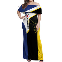 Caribbean Bonaire Personalized Off Shoulder Maxi Dress Simple Flag Style - Wonder Print Shop