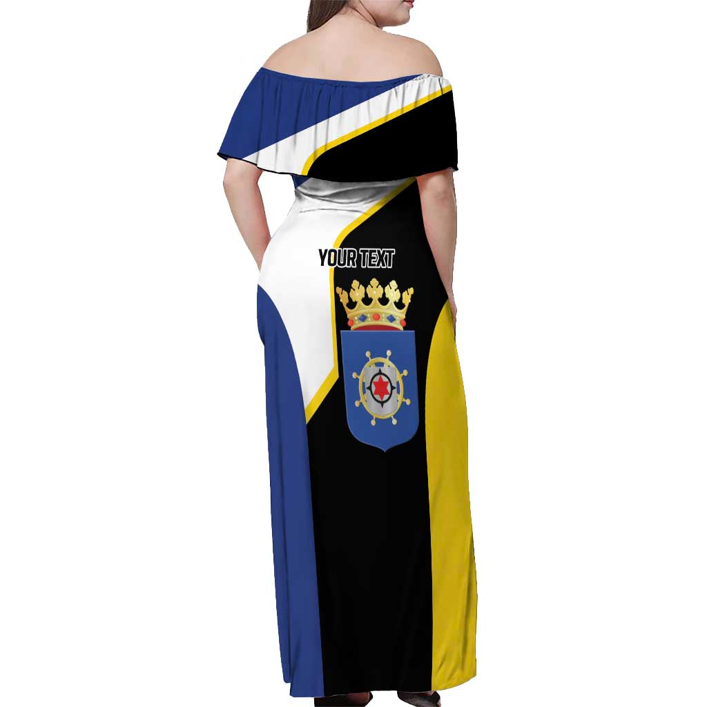 Caribbean Bonaire Personalized Off Shoulder Maxi Dress Simple Flag Style - Wonder Print Shop