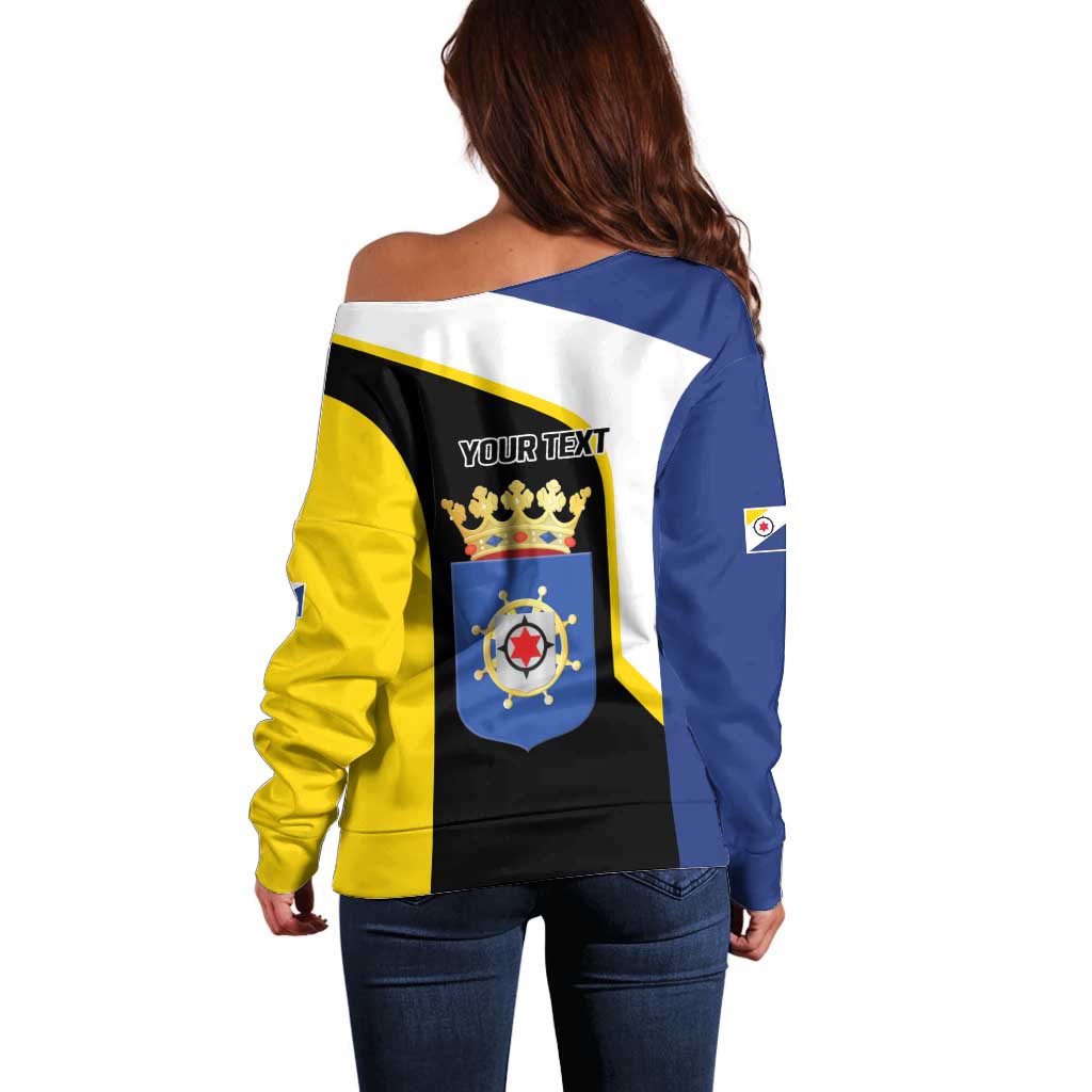 Caribbean Bonaire Personalized Off Shoulder Sweater Simple Flag Style - Wonder Print Shop