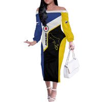 Caribbean Bonaire Personalized Off The Shoulder Long Sleeve Dress Simple Flag Style - Wonder Print Shop