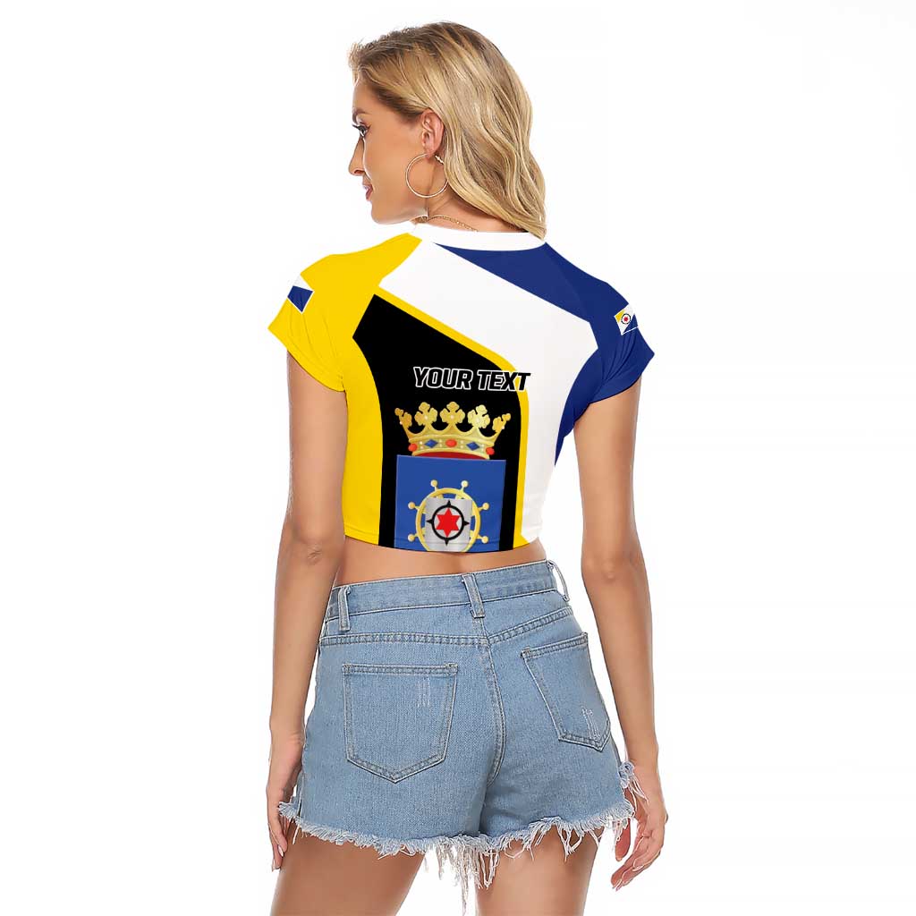Caribbean Bonaire Personalized Raglan Cropped T Shirt Simple Flag Style - Wonder Print Shop