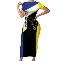 Caribbean Bonaire Personalized Short Sleeve Bodycon Dress Simple Flag Style - Wonder Print Shop
