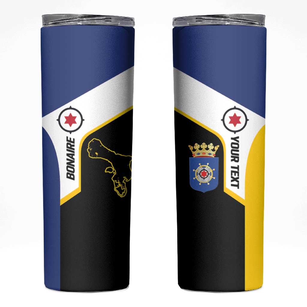 Caribbean Bonaire Personalized Skinny Tumbler Simple Flag Style - Wonder Print Shop