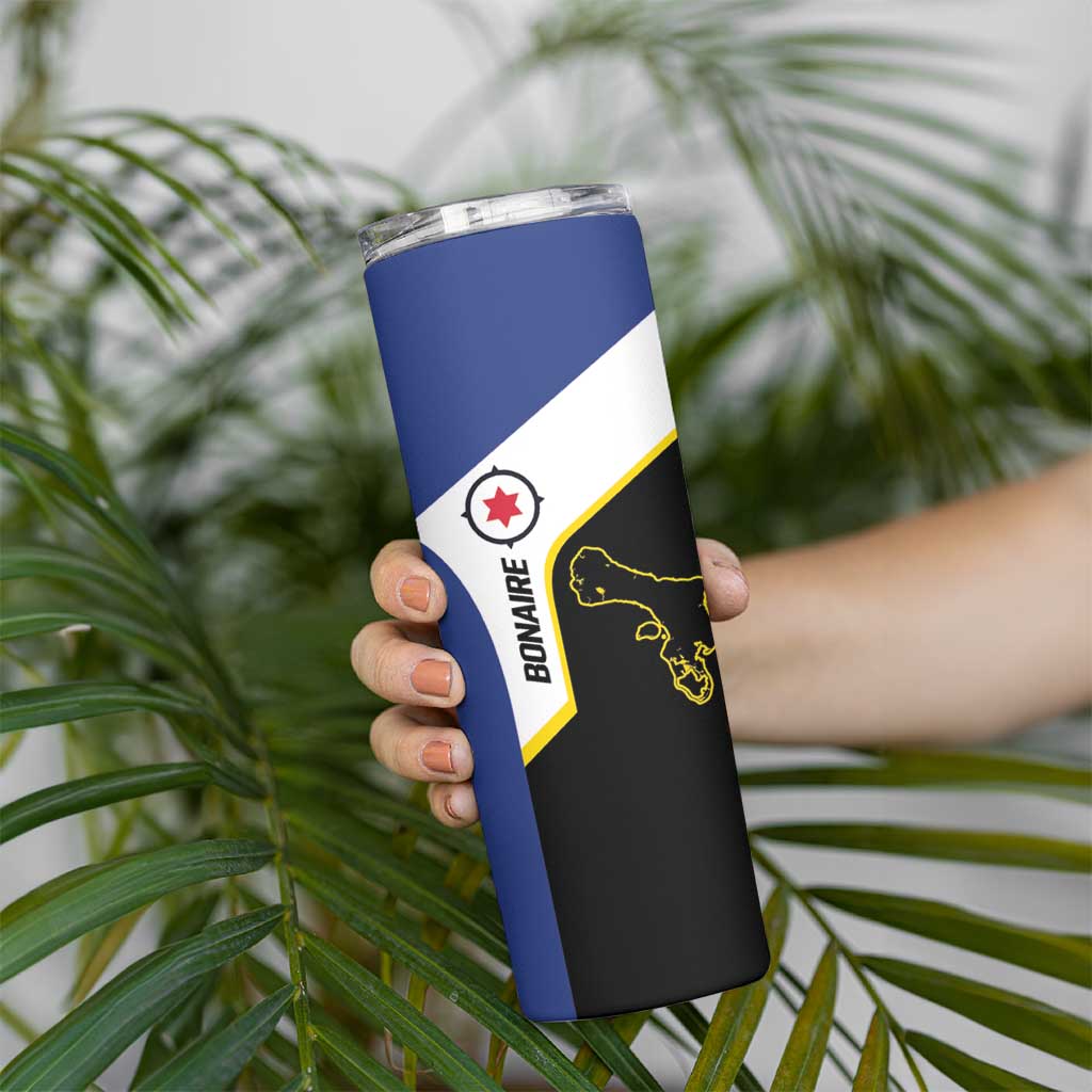 Caribbean Bonaire Personalized Skinny Tumbler Simple Flag Style - Wonder Print Shop