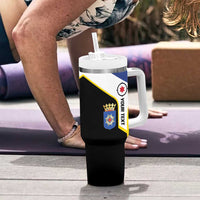 Caribbean Bonaire Personalized Tumbler With Handle Simple Flag Style - Wonder Print Shop