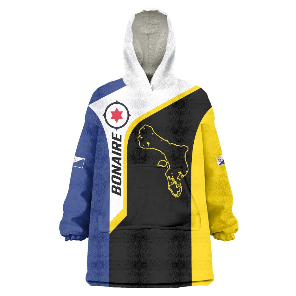 Caribbean Bonaire Personalized Wearable Blanket Hoodie Simple Flag Style - Wonder Print Shop