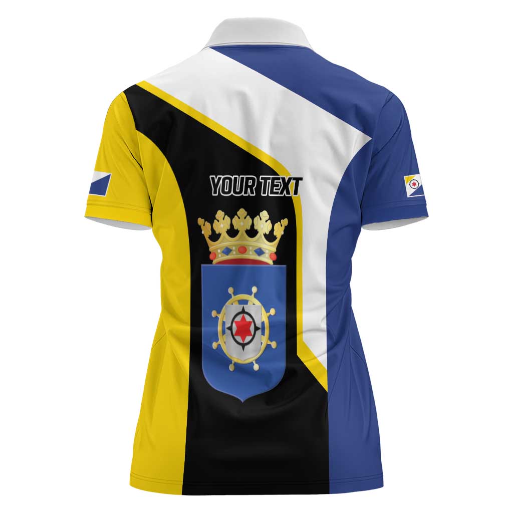 Caribbean Bonaire Personalized Women Polo Shirt Simple Flag Style - Wonder Print Shop
