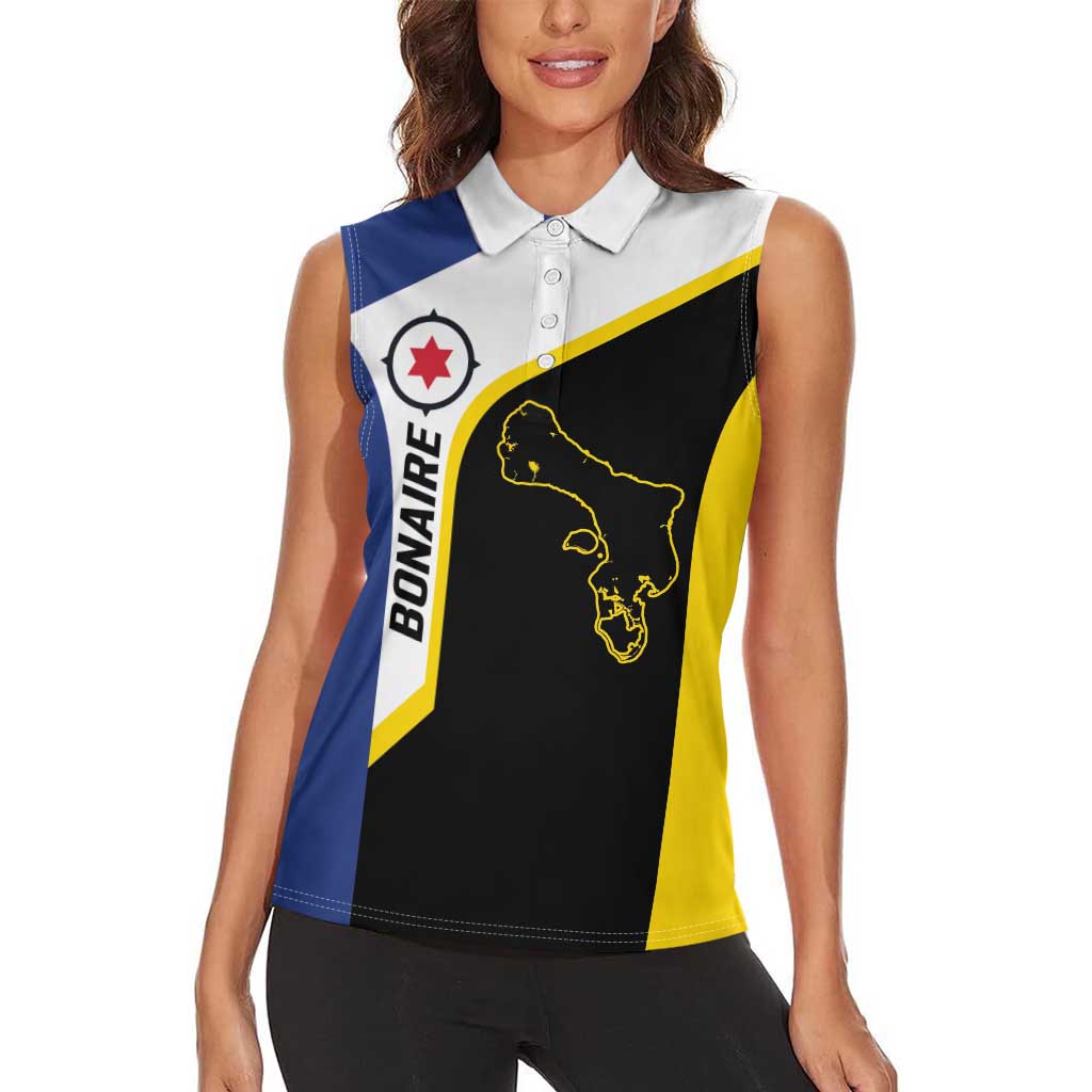Caribbean Bonaire Personalized Women Sleeveless Polo Shirt Simple Flag Style - Wonder Print Shop