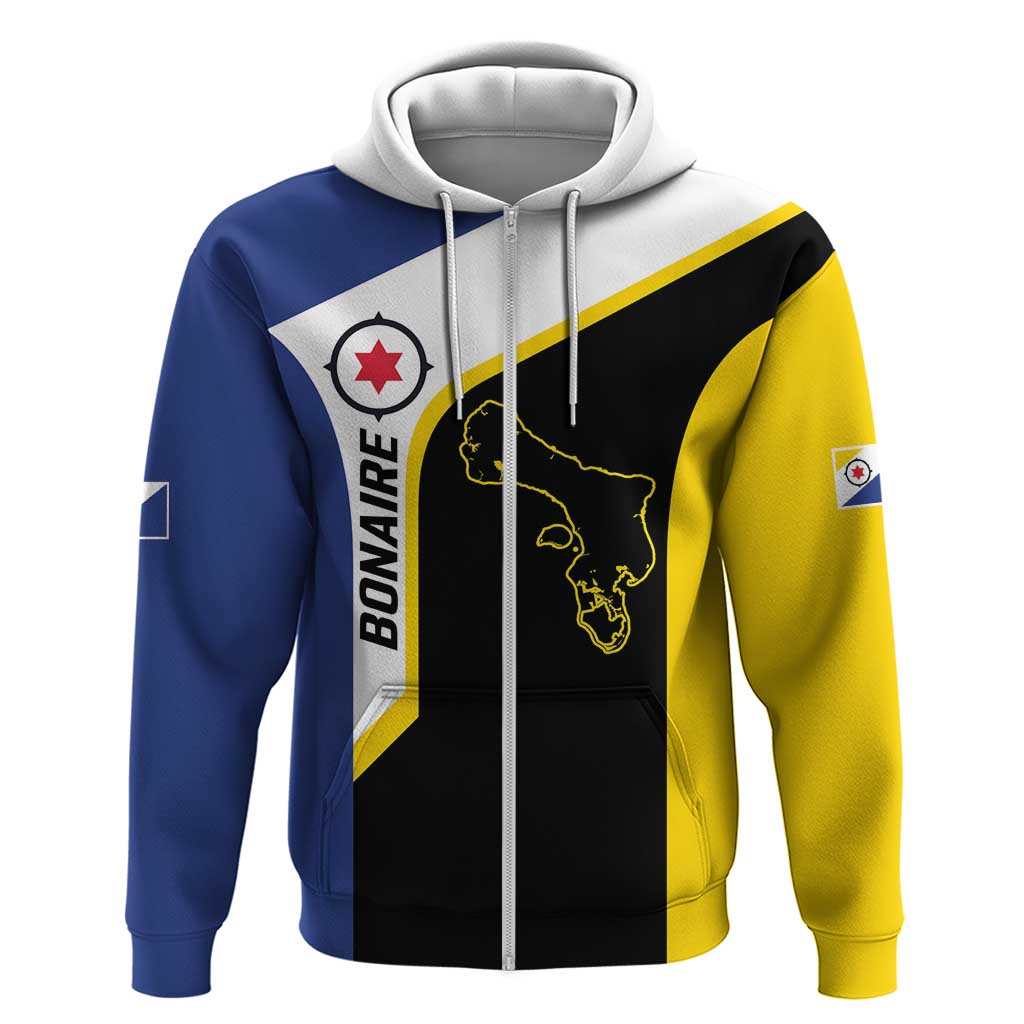 Caribbean Bonaire Personalized Zip Hoodie Simple Flag Style - Wonder Print Shop