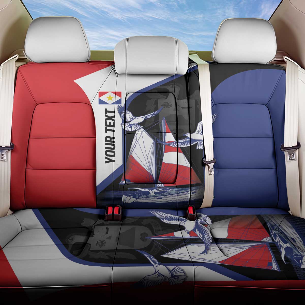 Caribbean Saba Personalized Back Car Seat Cover Remis Velisque Sail the Seas - Wonder Print Shop