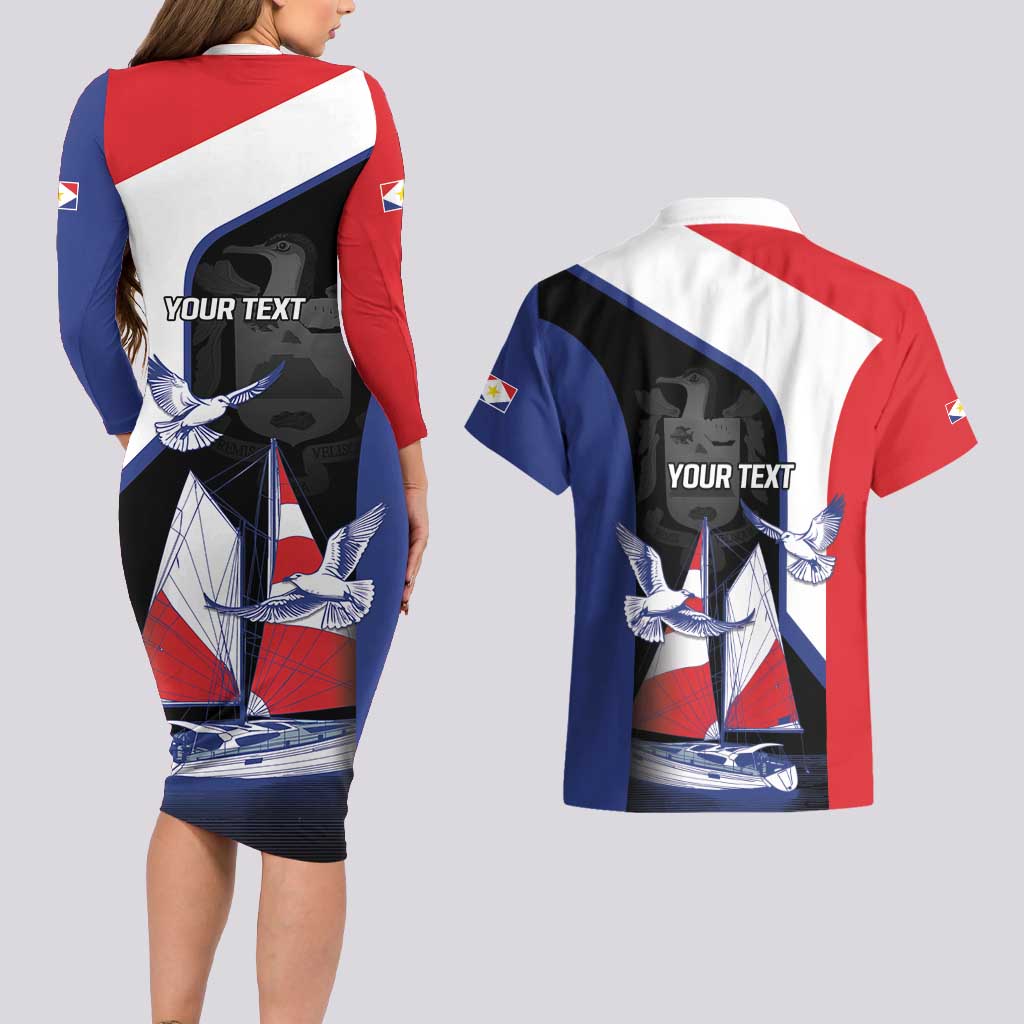 Caribbean Saba Personalized Couples Matching Long Sleeve Bodycon Dress and Hawaiian Shirt Remis Velisque Sail the Seas - Wonder Print Shop