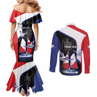 Caribbean Saba Personalized Couples Matching Mermaid Dress and Long Sleeve Button Shirt Remis Velisque Sail the Seas - Wonder Print Shop