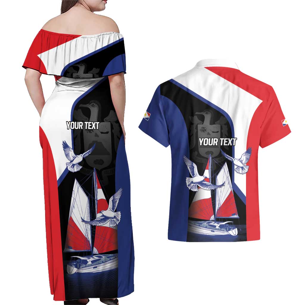 Caribbean Saba Personalized Couples Matching Off Shoulder Maxi Dress and Hawaiian Shirt Remis Velisque Sail the Seas - Wonder Print Shop