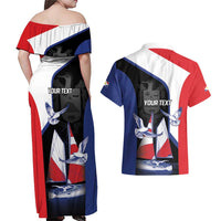 Caribbean Saba Personalized Couples Matching Off Shoulder Maxi Dress and Hawaiian Shirt Remis Velisque Sail the Seas - Wonder Print Shop