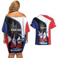 Caribbean Saba Personalized Couples Matching Off Shoulder Short Dress and Hawaiian Shirt Remis Velisque Sail the Seas - Wonder Print Shop