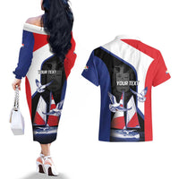 Caribbean Saba Personalized Couples Matching Off The Shoulder Long Sleeve Dress and Hawaiian Shirt Remis Velisque Sail the Seas - Wonder Print Shop