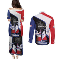 Caribbean Saba Personalized Couples Matching Puletasi and Long Sleeve Button Shirt Remis Velisque Sail the Seas - Wonder Print Shop