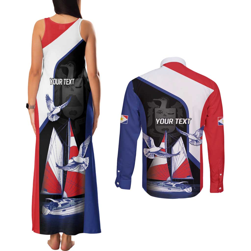 Caribbean Saba Personalized Couples Matching Tank Maxi Dress and Long Sleeve Button Shirt Remis Velisque Sail the Seas - Wonder Print Shop