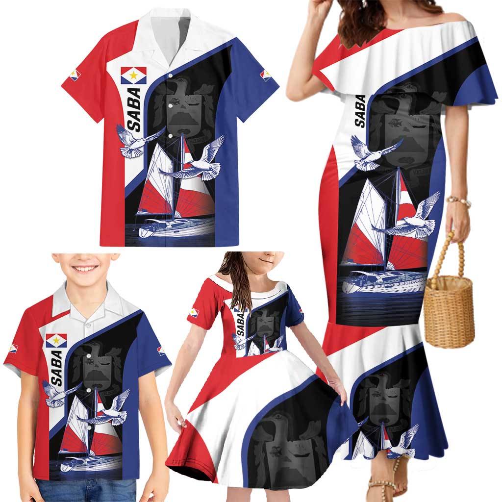 Caribbean Saba Personalized Family Matching Mermaid Dress and Hawaiian Shirt Remis Velisque Sail the Seas - Wonder Print Shop