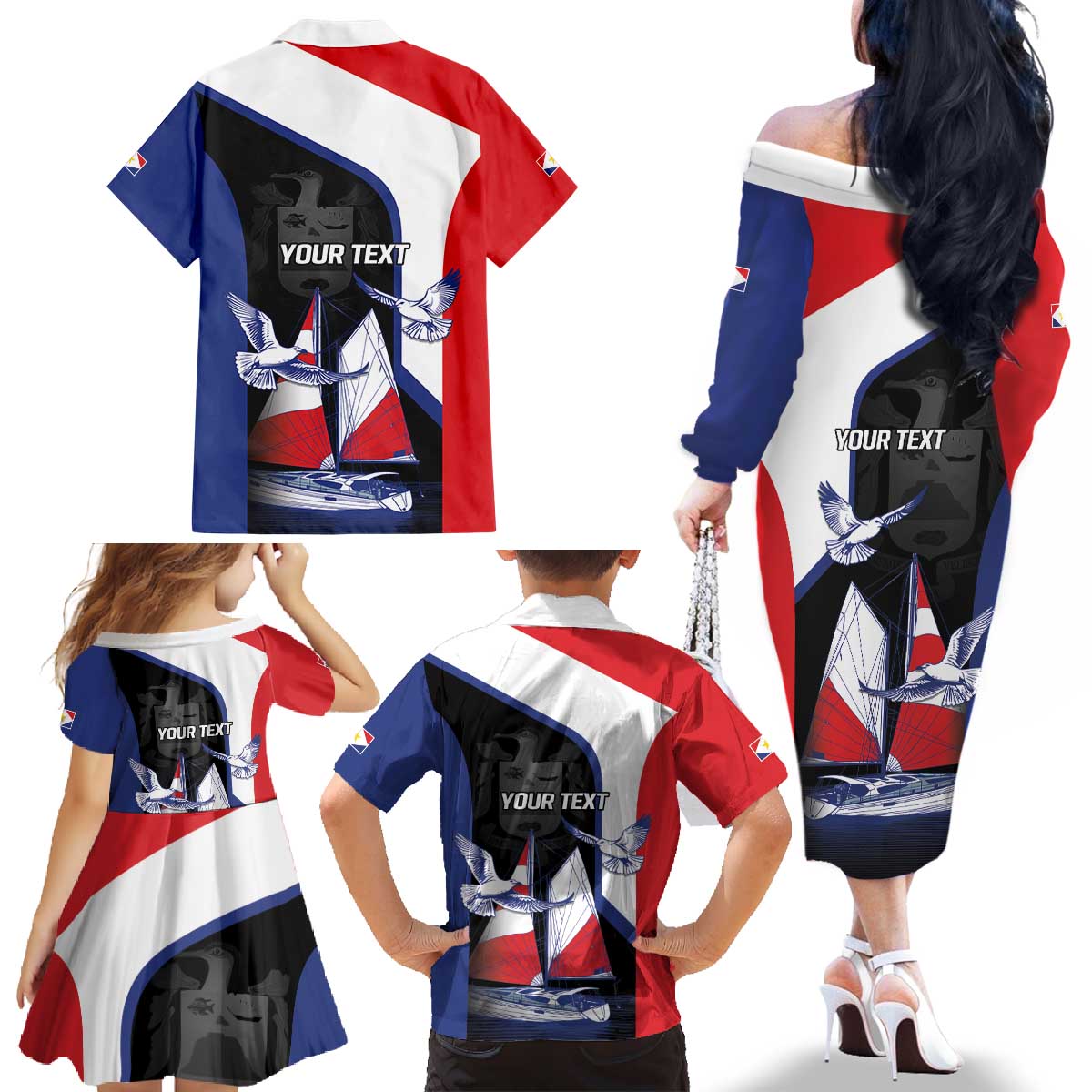 Caribbean Saba Personalized Family Matching Off The Shoulder Long Sleeve Dress and Hawaiian Shirt Remis Velisque Sail the Seas - Wonder Print Shop