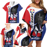 Caribbean Saba Personalized Family Matching Off Shoulder Short Dress and Hawaiian Shirt Remis Velisque Sail the Seas - Wonder Print Shop