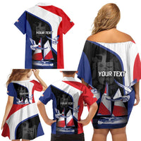 Caribbean Saba Personalized Family Matching Off Shoulder Short Dress and Hawaiian Shirt Remis Velisque Sail the Seas - Wonder Print Shop