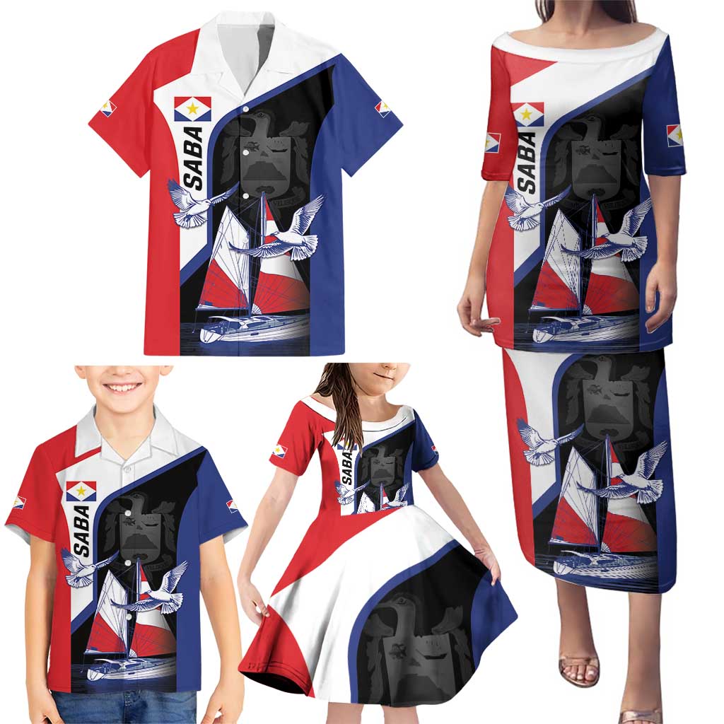 Caribbean Saba Personalized Family Matching Puletasi and Hawaiian Shirt Remis Velisque Sail the Seas - Wonder Print Shop