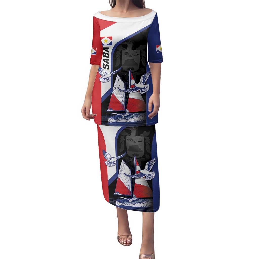 Caribbean Saba Personalized Family Matching Puletasi and Hawaiian Shirt Remis Velisque Sail the Seas - Wonder Print Shop