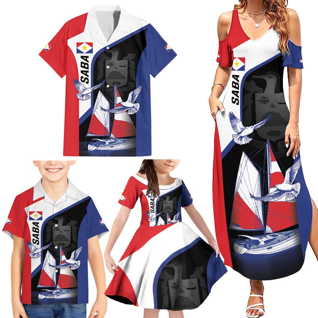 Caribbean Saba Personalized Family Matching Summer Maxi Dress and Hawaiian Shirt Remis Velisque Sail the Seas - Wonder Print Shop