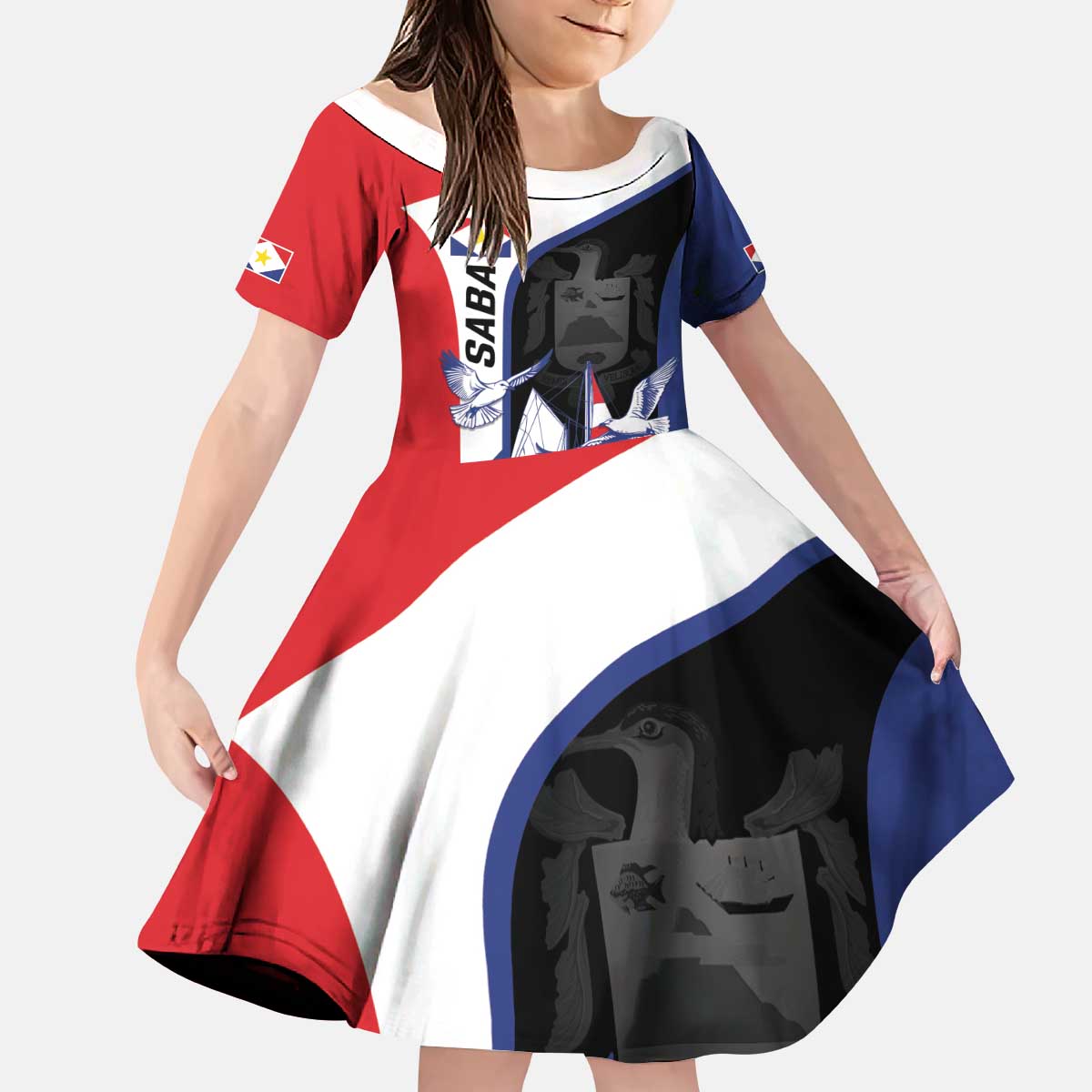 Caribbean Saba Personalized Kid Short Sleeve Dress Remis Velisque Sail the Seas - Wonder Print Shop