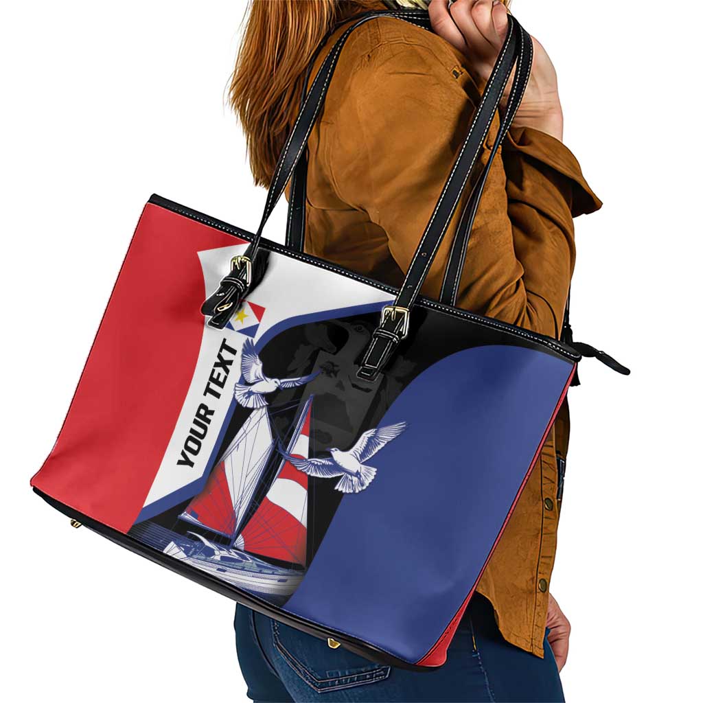 Caribbean Saba Personalized Leather Tote Bag Remis Velisque Sail the Seas - Wonder Print Shop